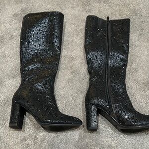 TOP Moda Black Heeled Boots Knee-High